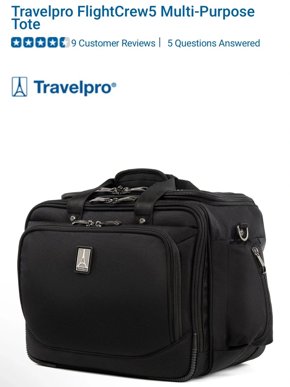 Travelpro FlightCrew5 Multi-Purpose Tote- excellent condition